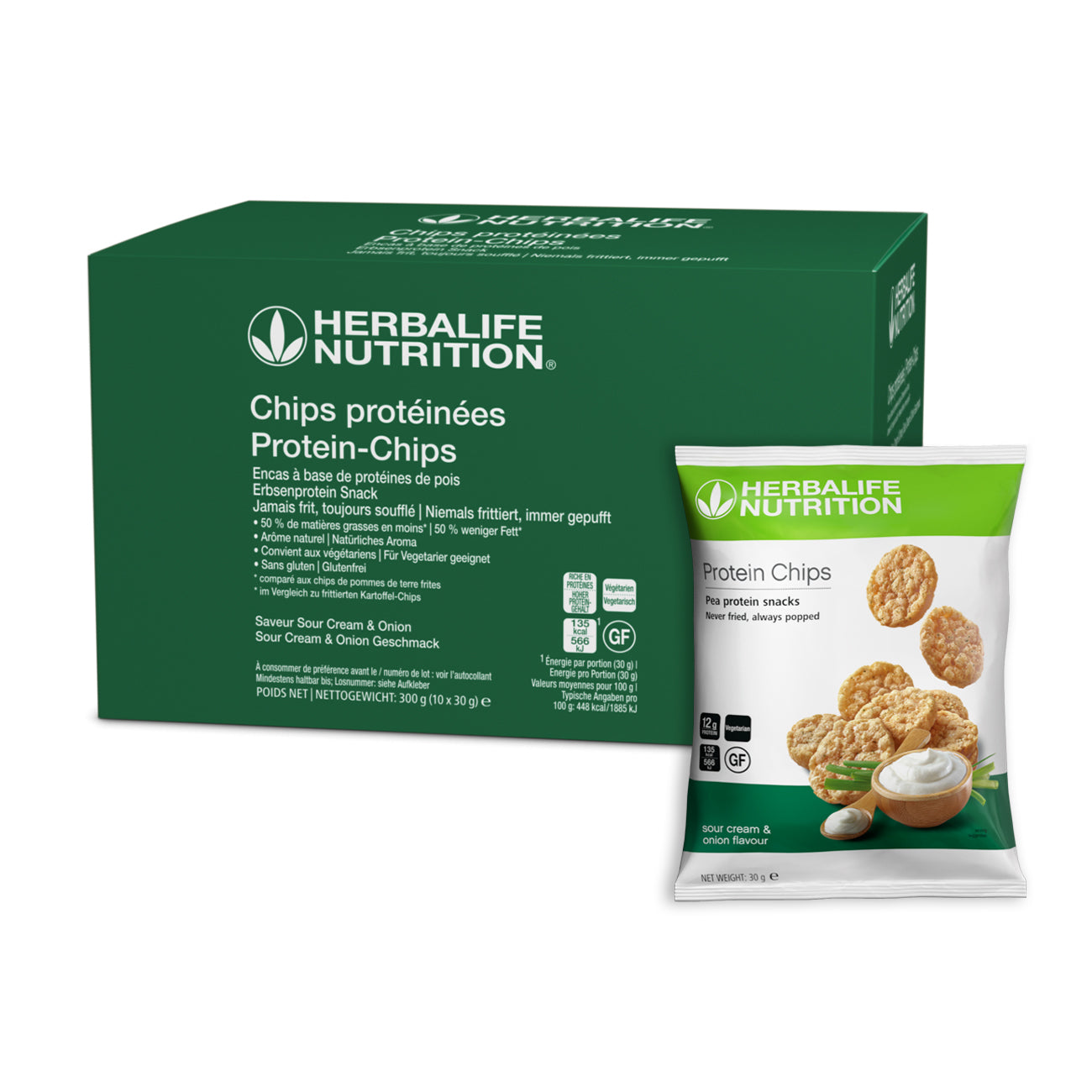 Protein-Chips – Sour Cream & Onion Geschmack 10 x 30 g